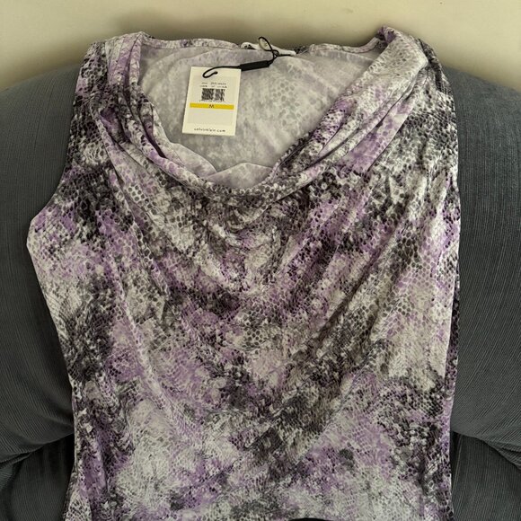 Calvin Klein purple, B&W snakeskin sleeveless blouse Size M - brand new! - Picture 1 of 3